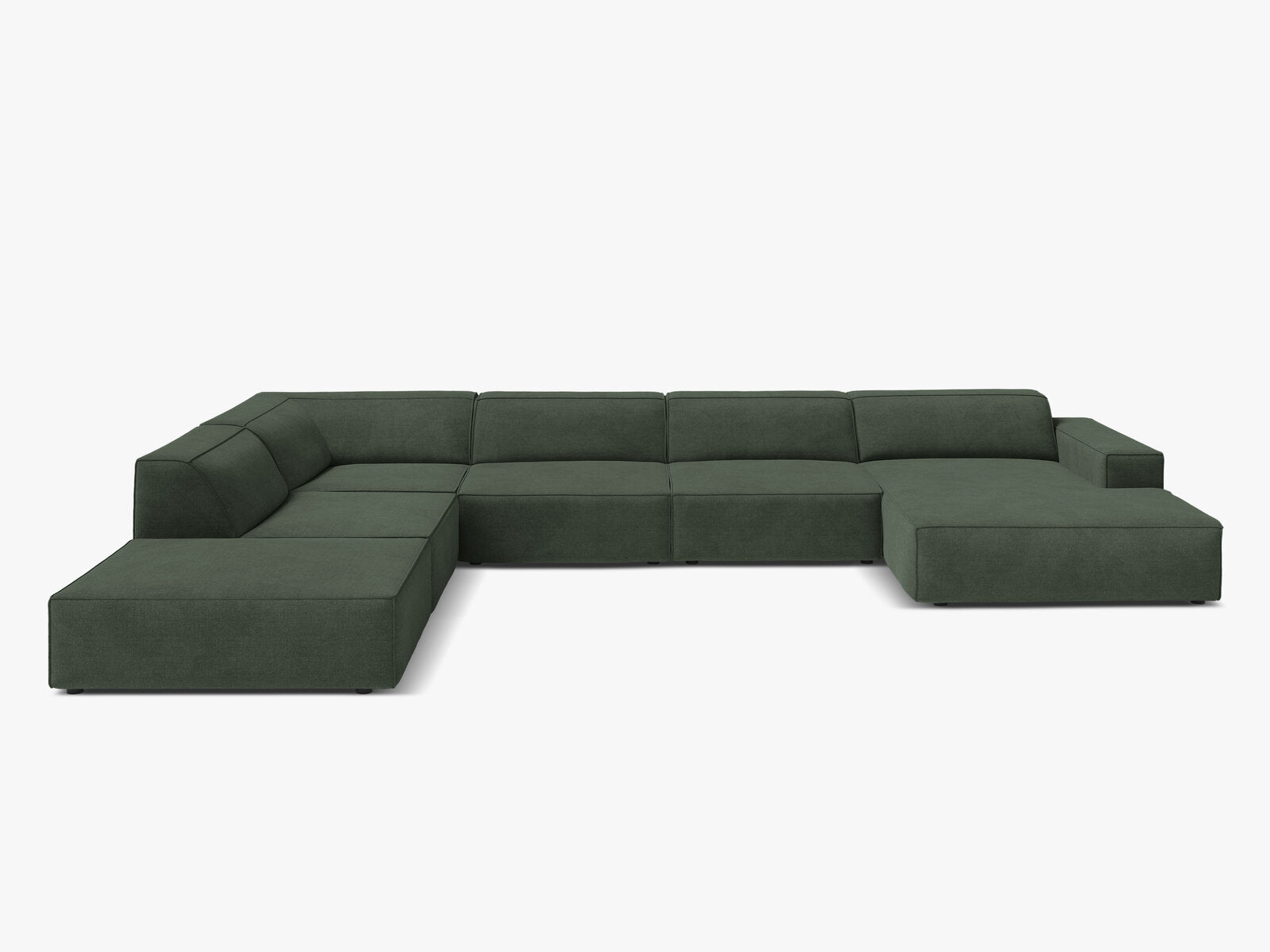 Micadoni Panorama-Ecksofa Jodie 7-Sitzer Strukturierter Stoff Liberty Moosgrün Links