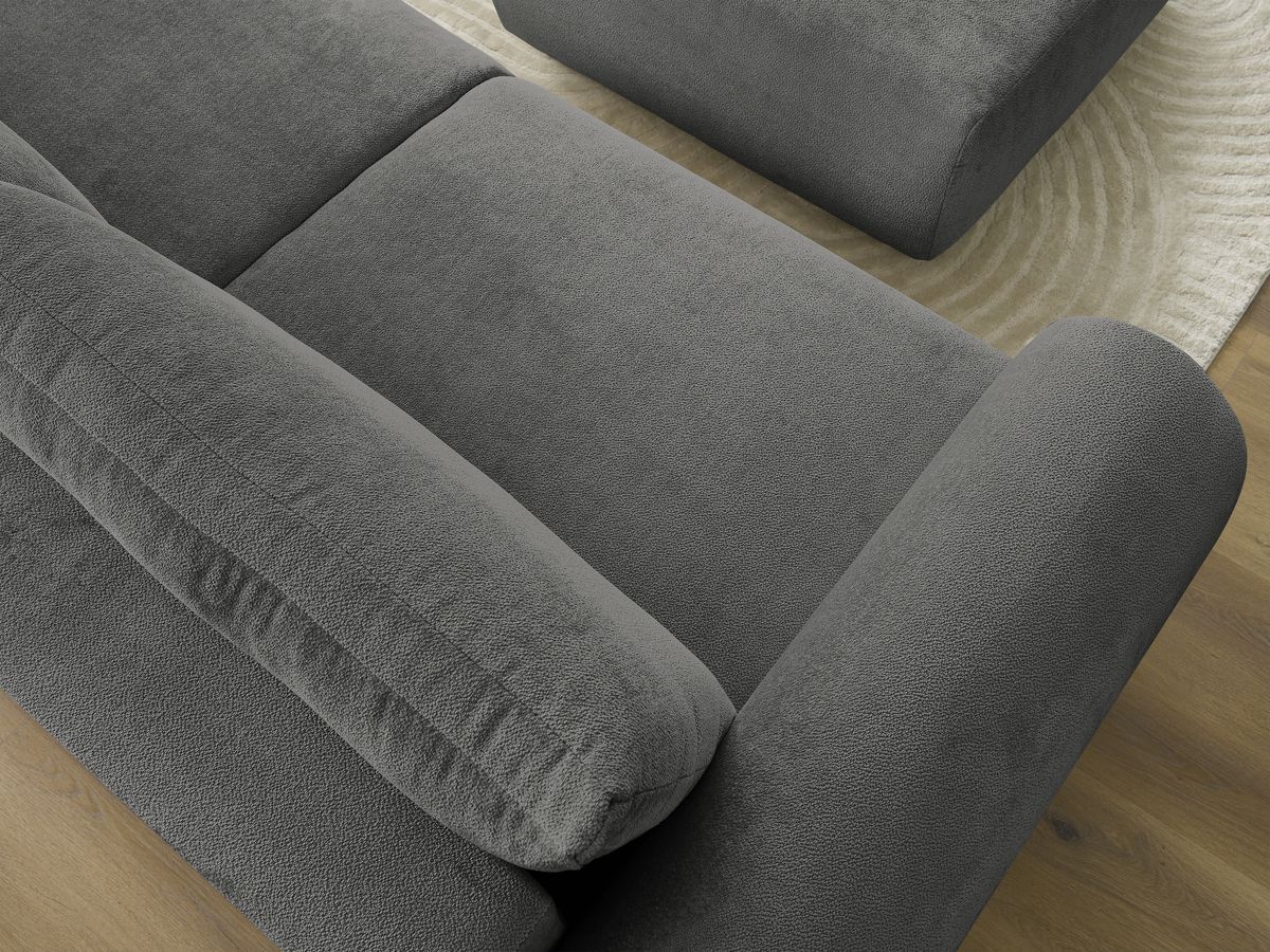 Bobochic Lucien Schlafsofa 4-Sitzer mit Bettkasten und Pouf Stoff Dunkelgrau