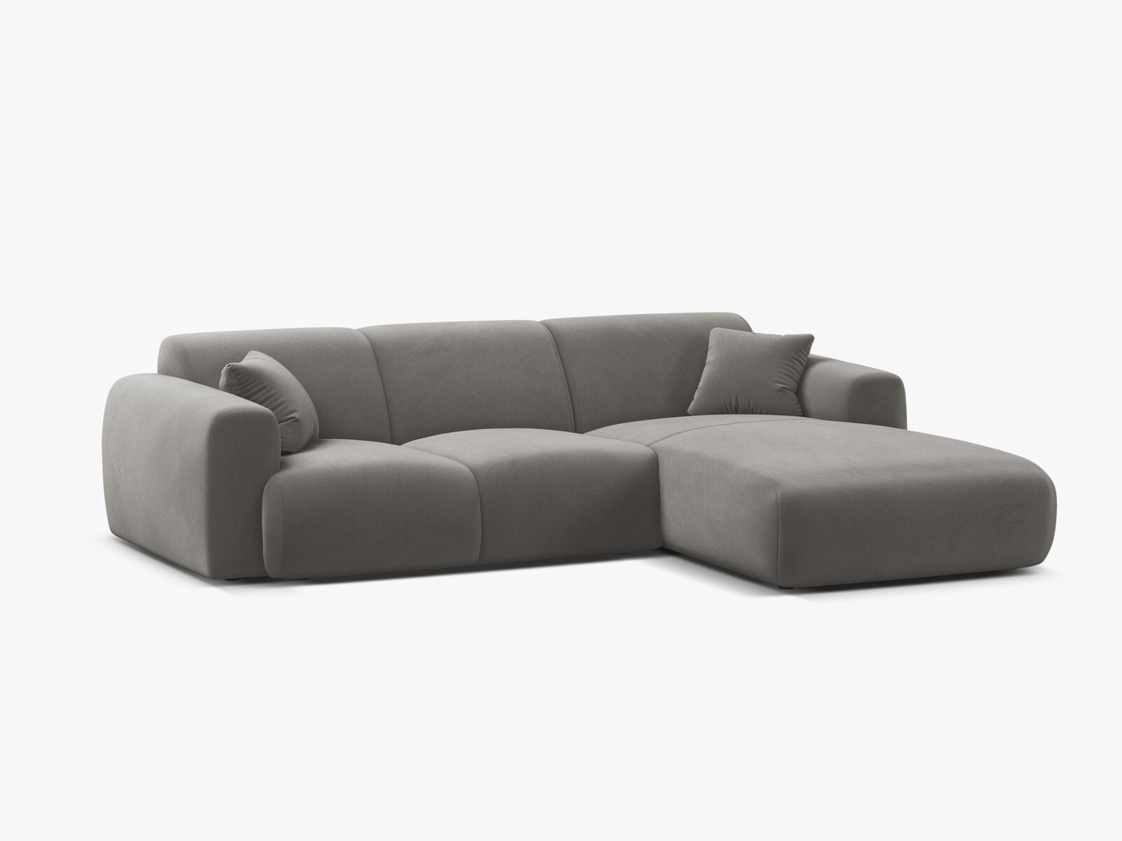 Micadoni Ecksofa Molino 4-Sitzer Rechts Samt Casino Grau