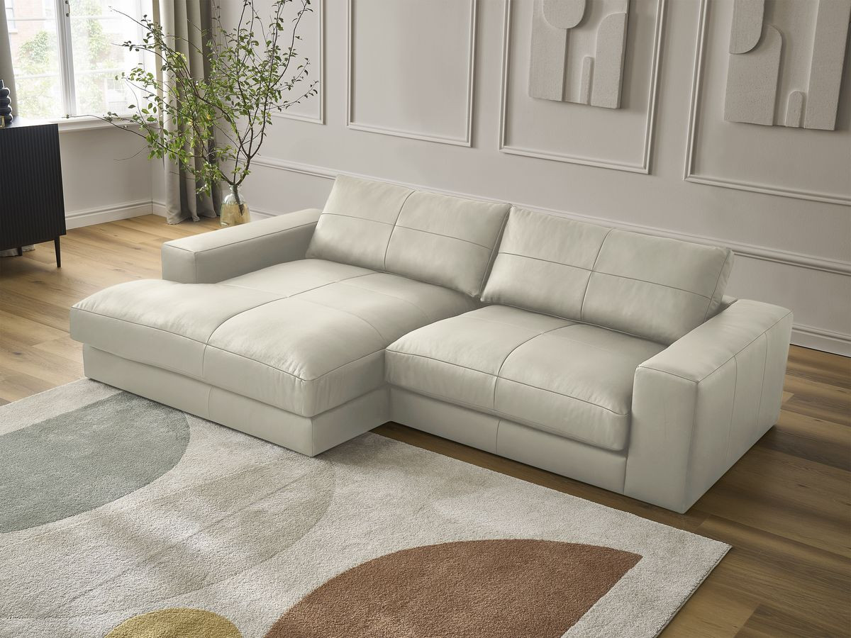 Bobochic Leonard Ecksofa 274 × 159 cm Leder Beige Ecke links