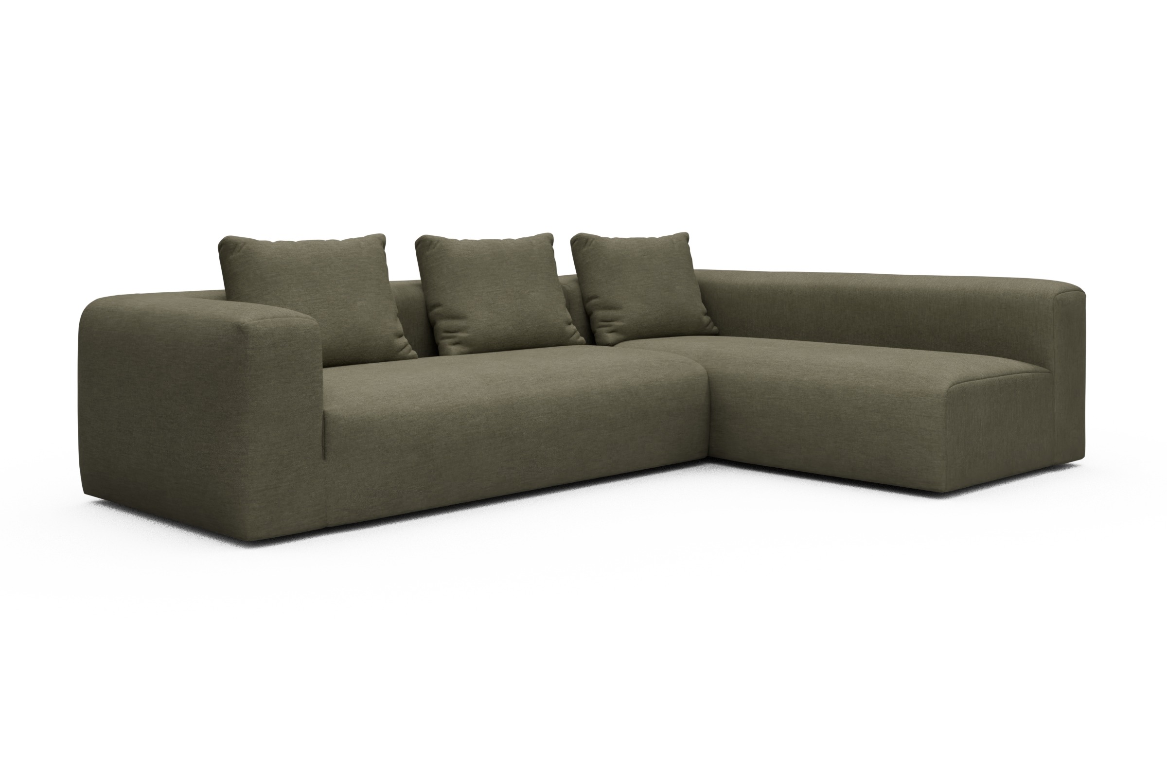 Ecksofa Fred 2x 2,5-Sitzer rechts offen Vivus-Dusty-Olive