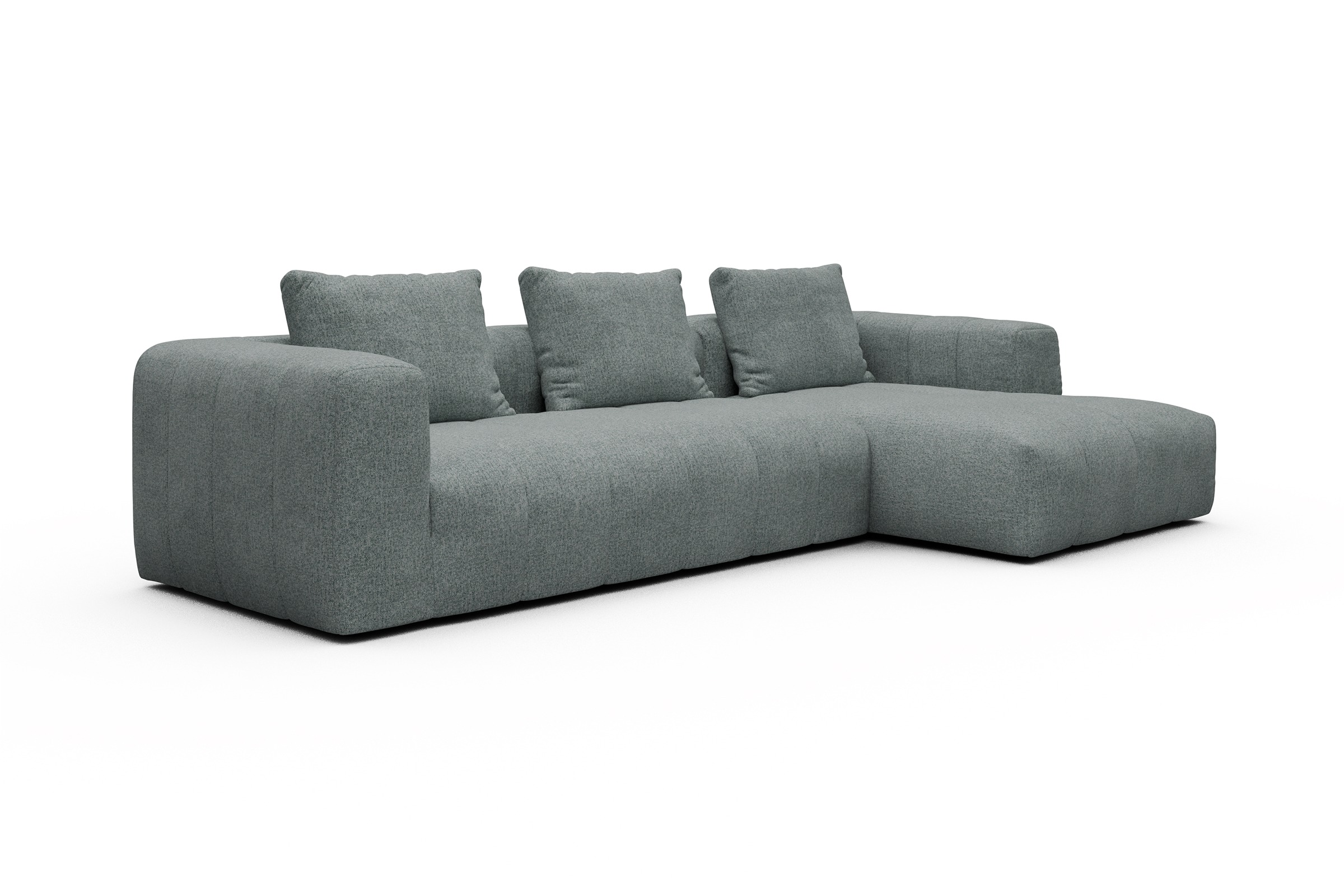 Ecksofa Hugo 2,5-Sitzer Armlehne links mit Chaiselongue Casone-Light-Mixed-Green