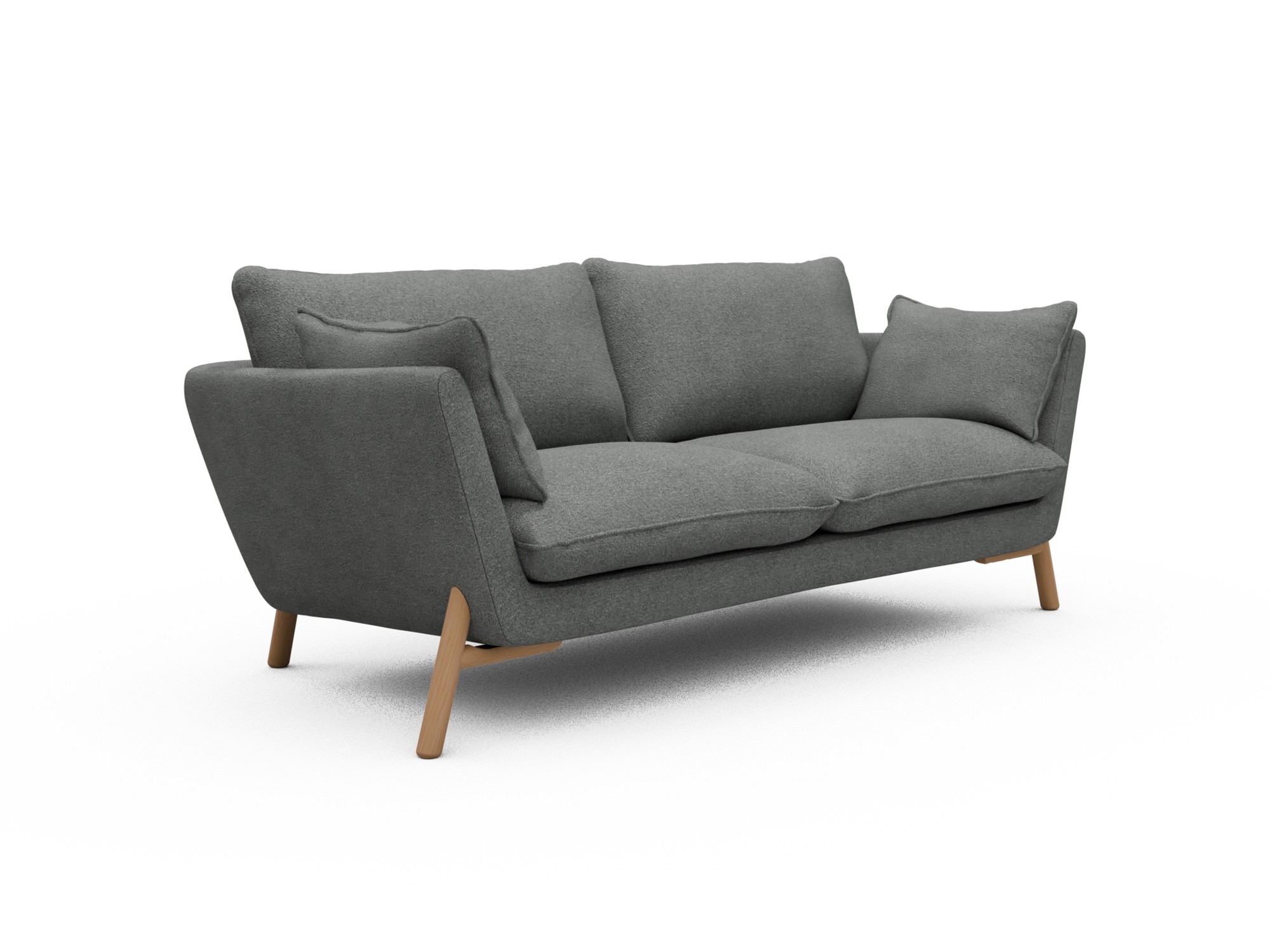 Skandi Home Sofa Emil 2-Sitzer Beinfarbe Eiche Natur Boucle-Ash-Grey moebelfaktor