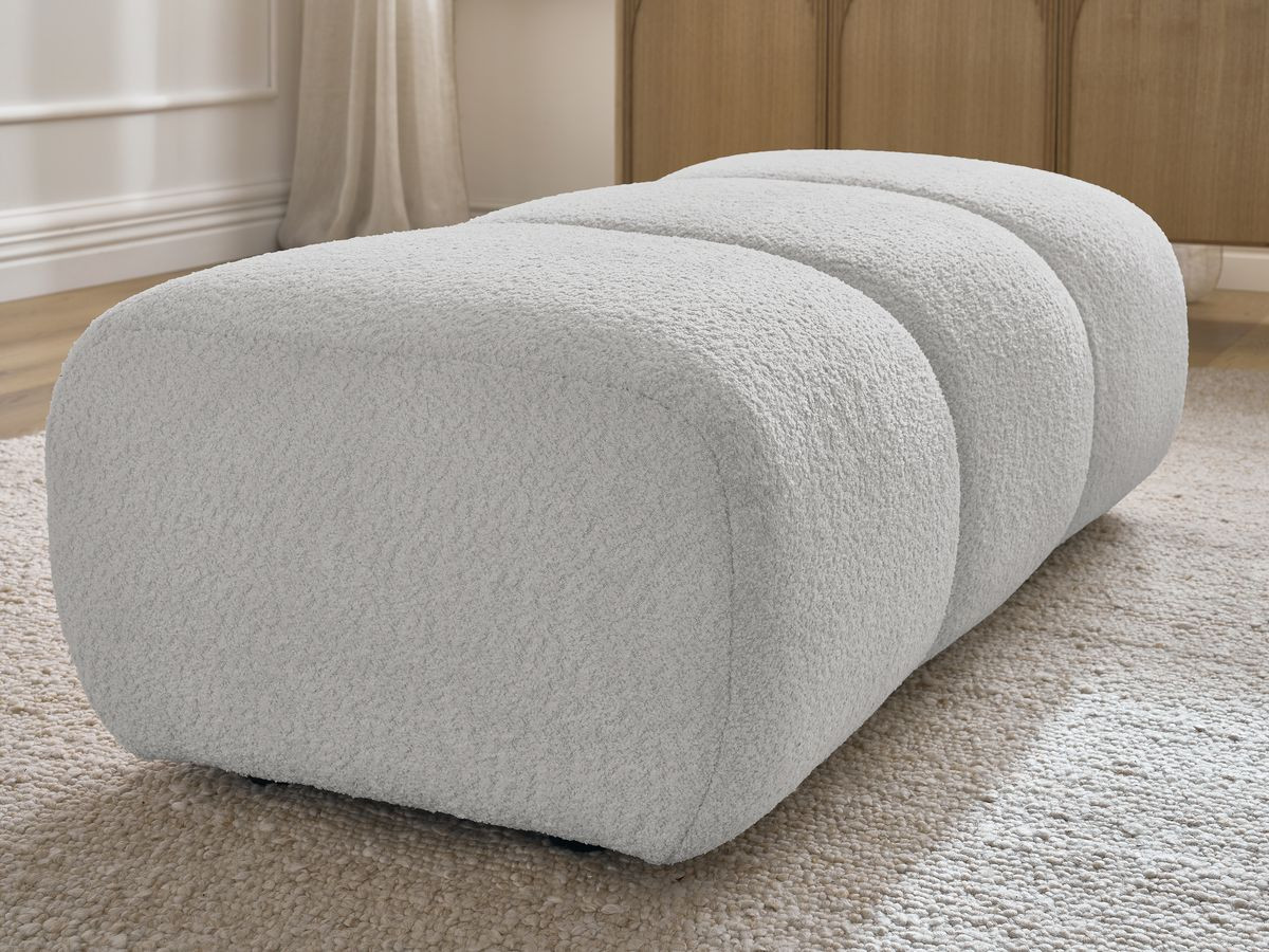 Bobochic Pamira Pouf Bouclé-Stoff Hellgrau