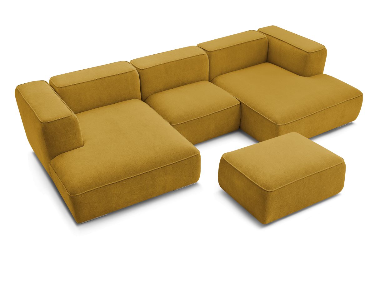 Bobochic Zephyr Wohnlandschaft mit Pouf Strukturstoff Gelb