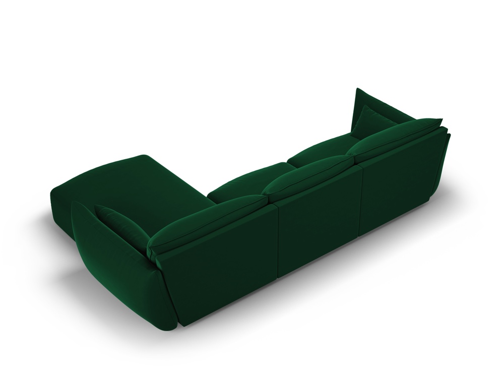 Cosmopolitan Design Ecksofa Matera 4-Sitzer Samt Salvador Flaschengrün Rechts