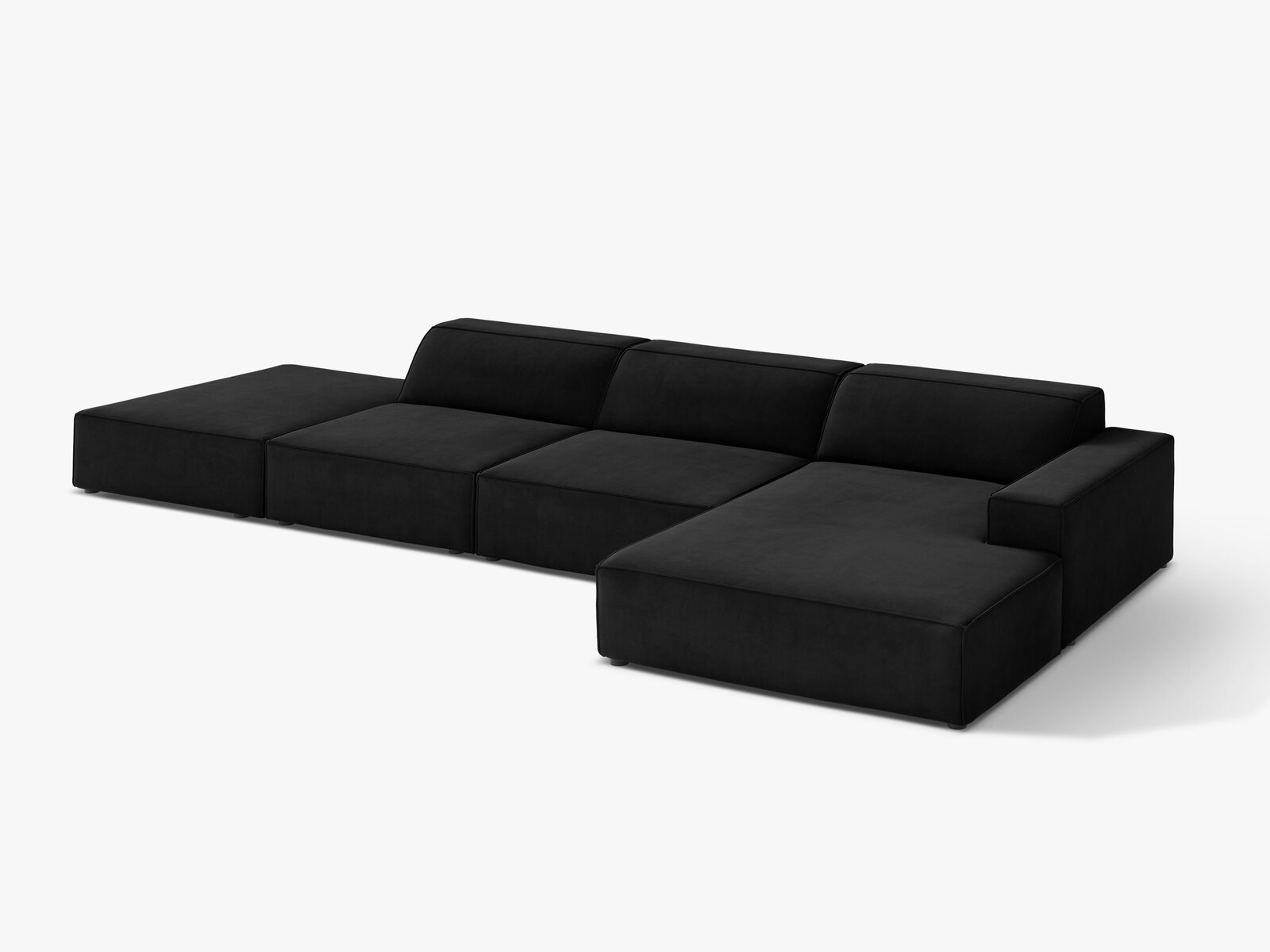 Micadoni Ecksofa Jodie 5-Sitzer Rechts Samt Bluvel Schwarz