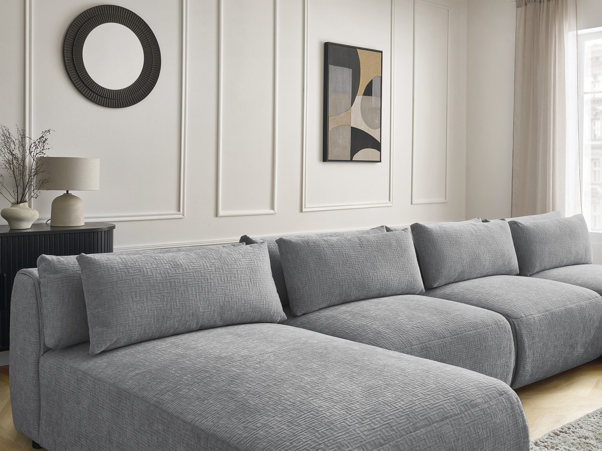 Bobochic Jana Wohnlandschaft mit kleinem Pouf Strukturstoff Dunkelgrau