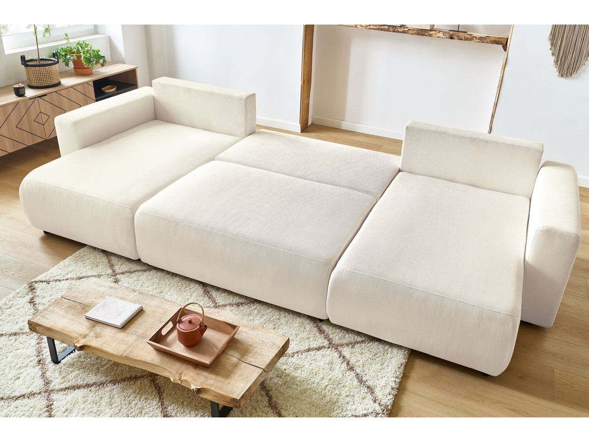 Bobochic Envy Wohnlandschaft mit Pouf Cordsamt Beige