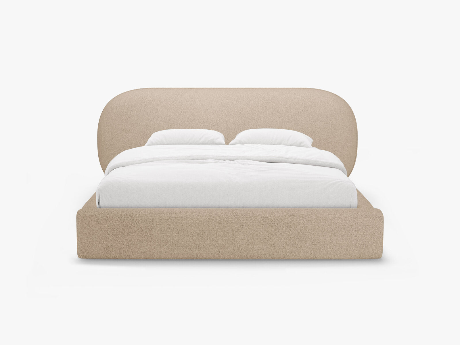 Micadoni Stauraumbett mit Kopfteil Ovalo Boucle Baloo Beige 160x200
