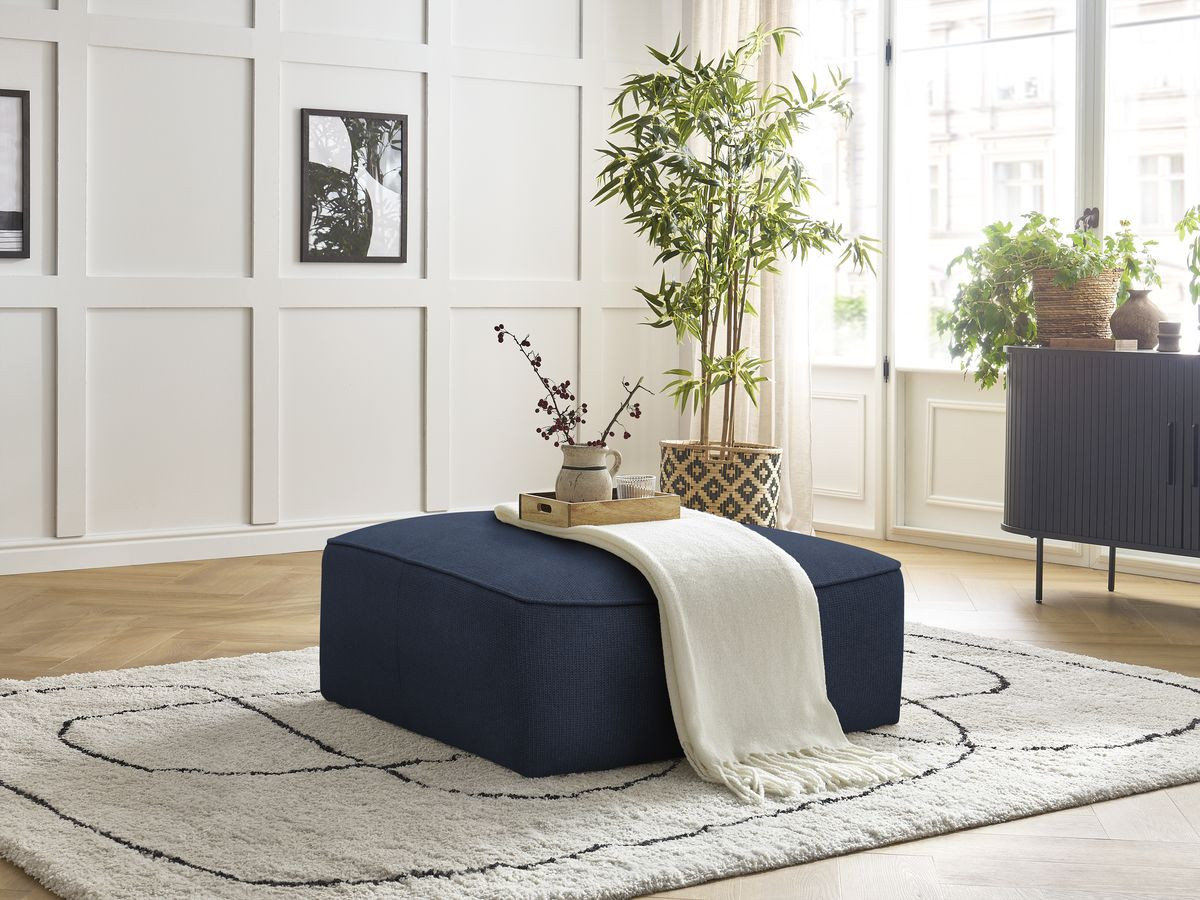 Bobochic Leopold Pouf Melange-Stoff Dunkelblau