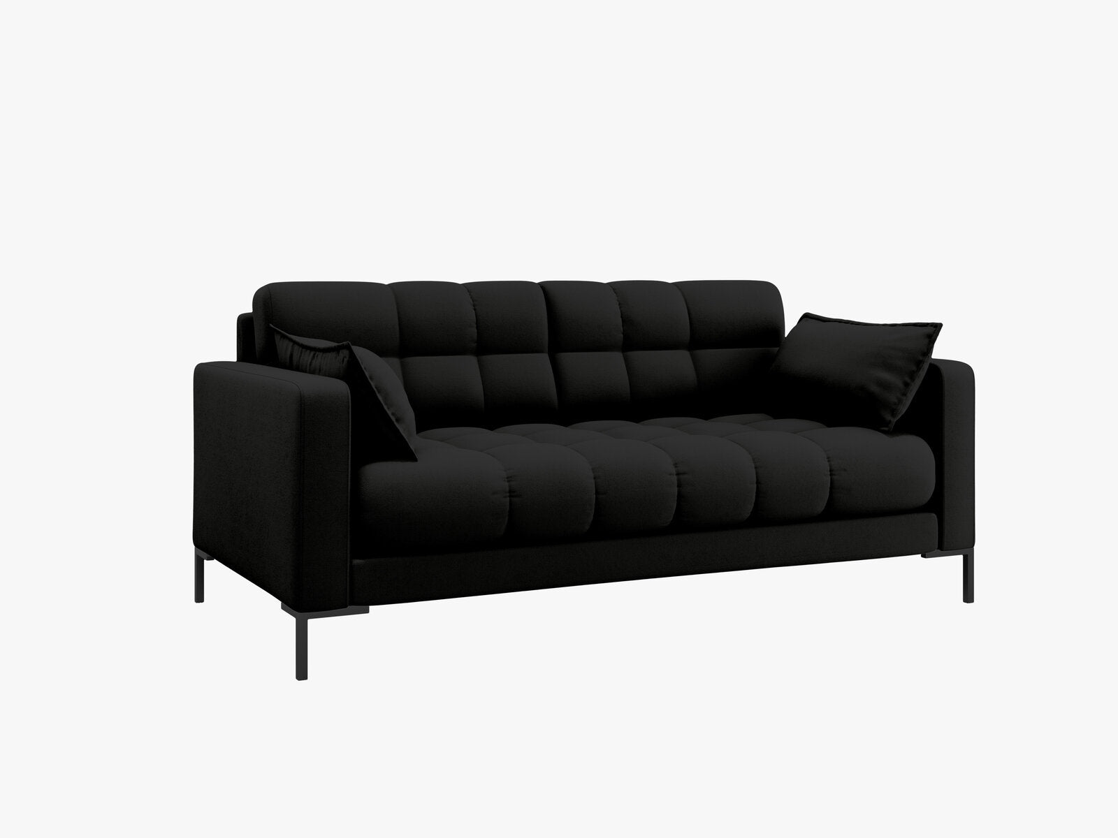 Micadoni Sofa Mamaia 2-Sitzer Strukturierter Stoff Neve Schwarz schwarze Beine