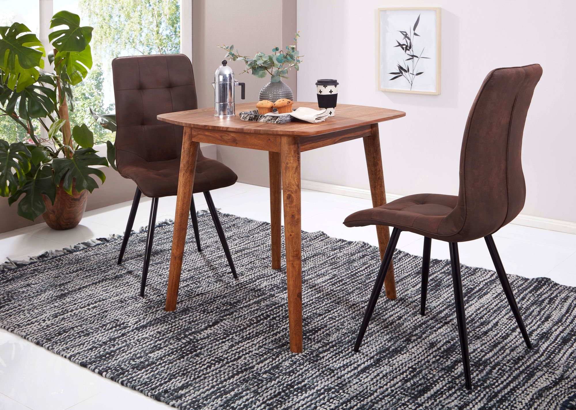 Esstisch Bagenkop Massivholz Dunkelbraun 80 × 80 cm