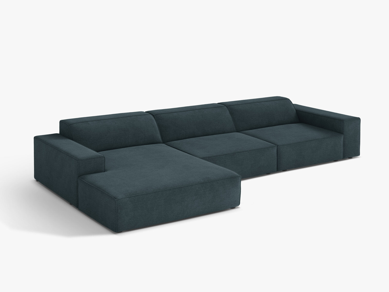 Micadoni Ecksofa Jodie 4-Sitzer Strukturierter Stoff Liberty Dunkel Petrol Links