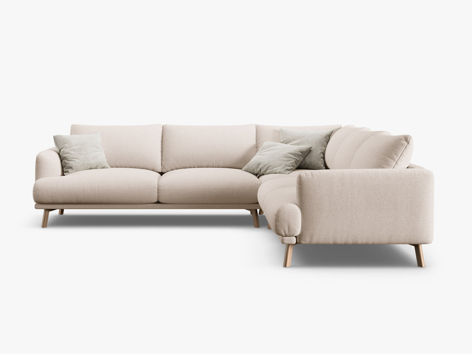 Micadoni symmetrisches Ecksofa Naomi 5-Sitzer Strukturierter Stoff Liberty Beige