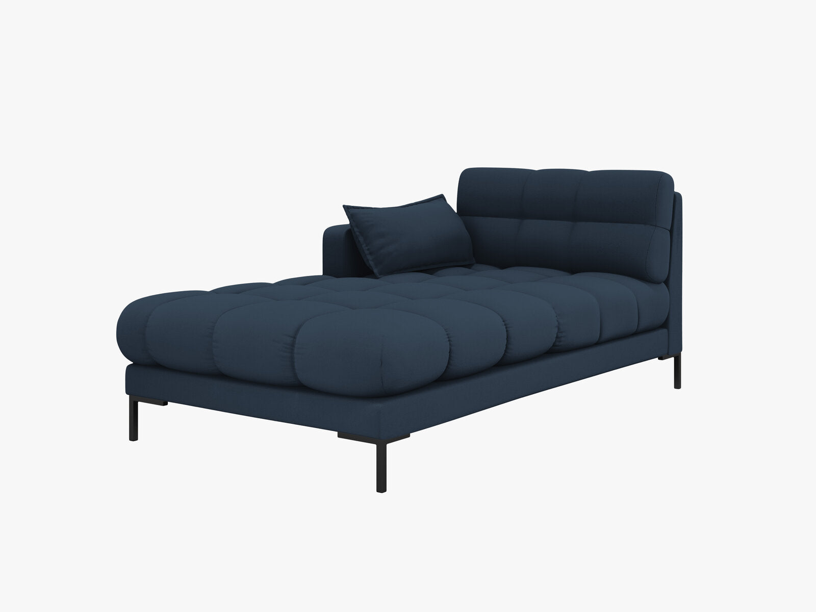 Micadoni Recamiere Mamaia 1-Sitzer Links Strukturierter Stoff Neve Blau schwarze Beine