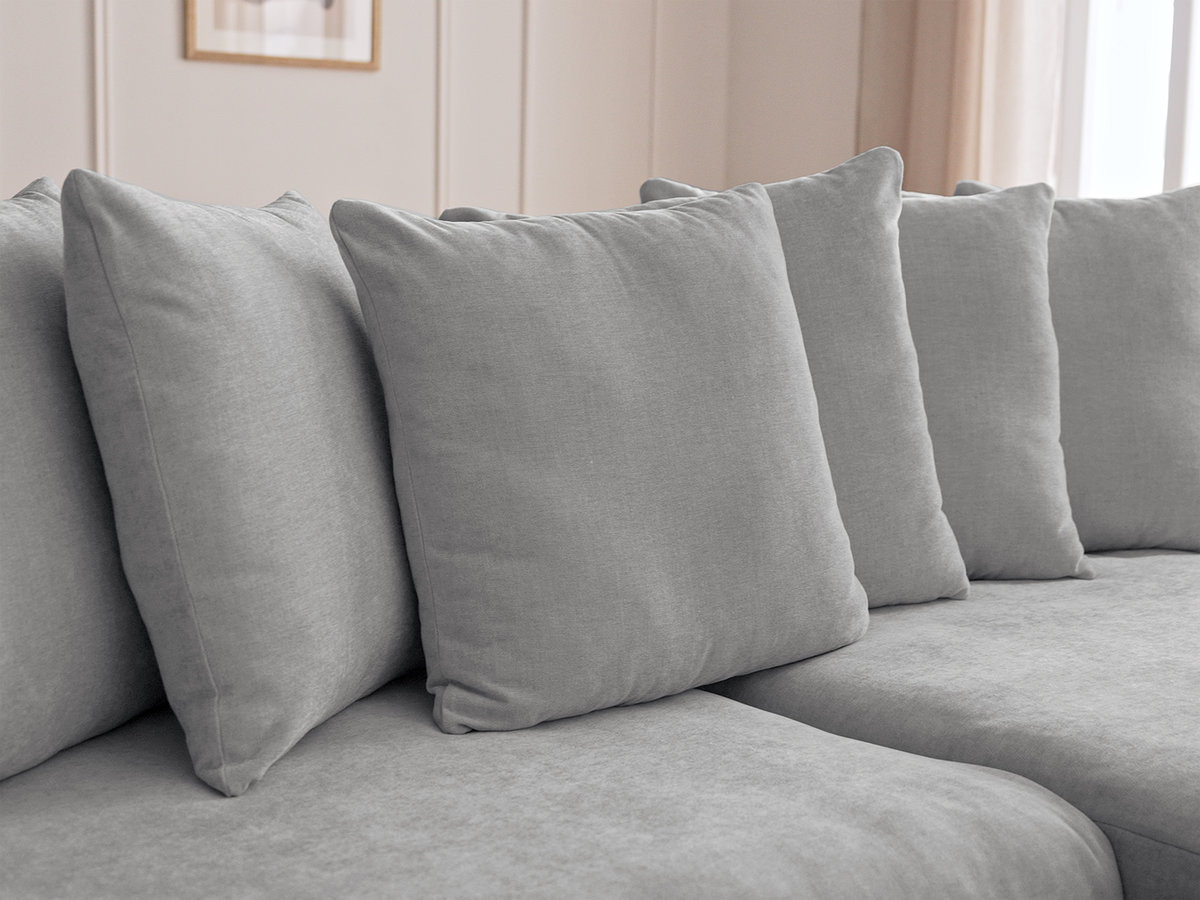 Bobochic Enore Ecksofa mit Pouf Stoff Hellgrau Ecke rechts