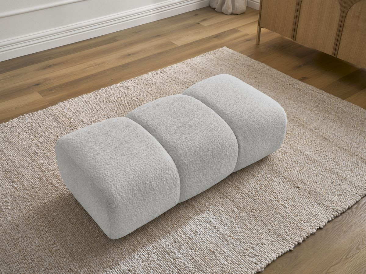 Bobochic Pamira Pouf Bouclé-Stoff Hellgrau