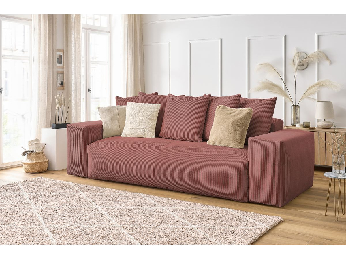 Bobochic Voltaire Sofa 3-Sitzer 280 × 124 cm Cordsamt Rosa