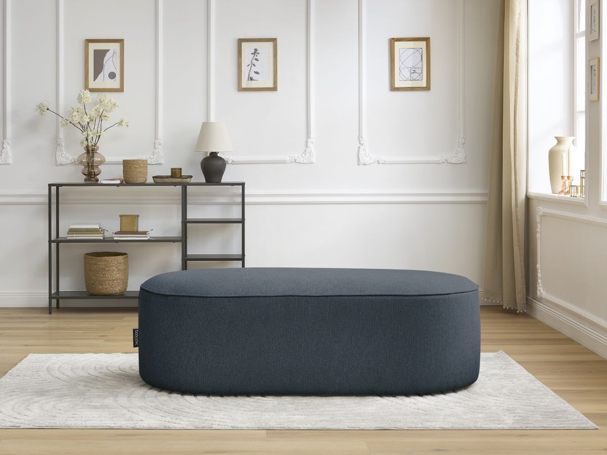 Bobochic Rousseau Pouf Melange-Stoff Dunkelblau