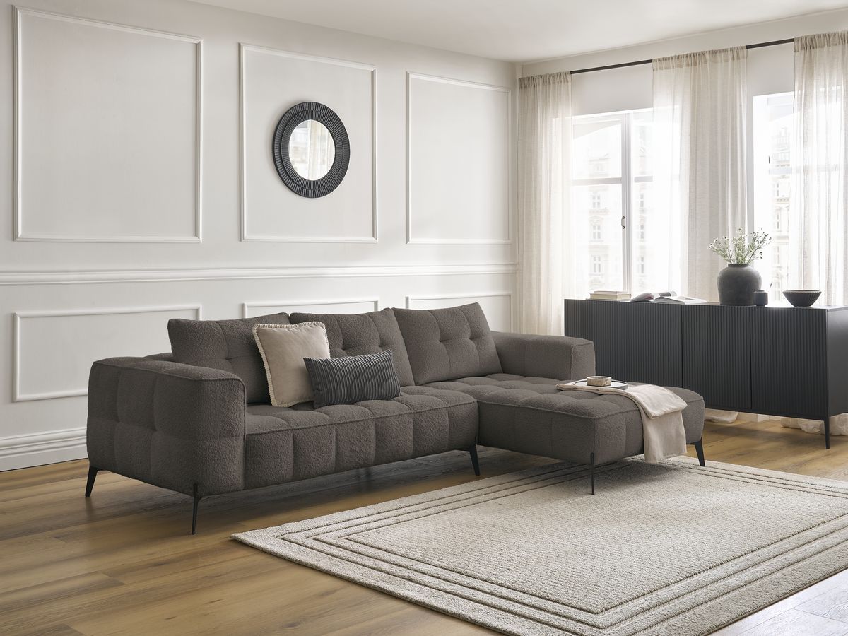 Bobochic Anis Ecksofa Bouclé-Stoff Braun Ecke rechts