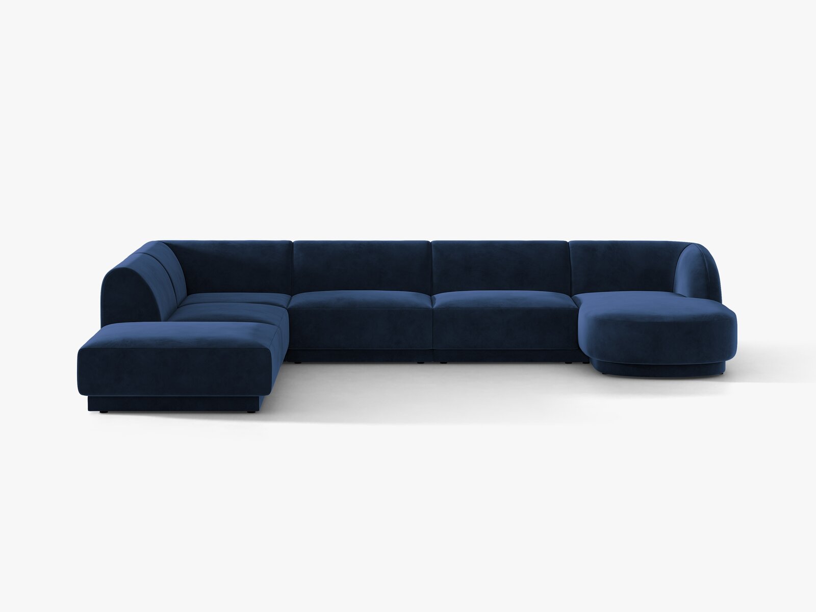 Micadoni Panorama-Ecksofa Miley 6-Sitzer Links Samt Bluvel Königsblau
