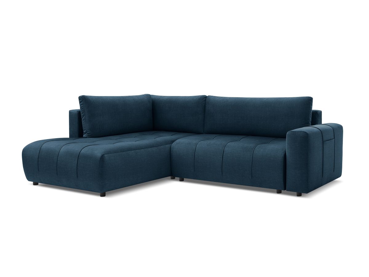 Bobochic Arsene Ecksofa mit Schlaffunktion und Bettkasten 277 × 200 cm Samt Dunkelblau Ecke links