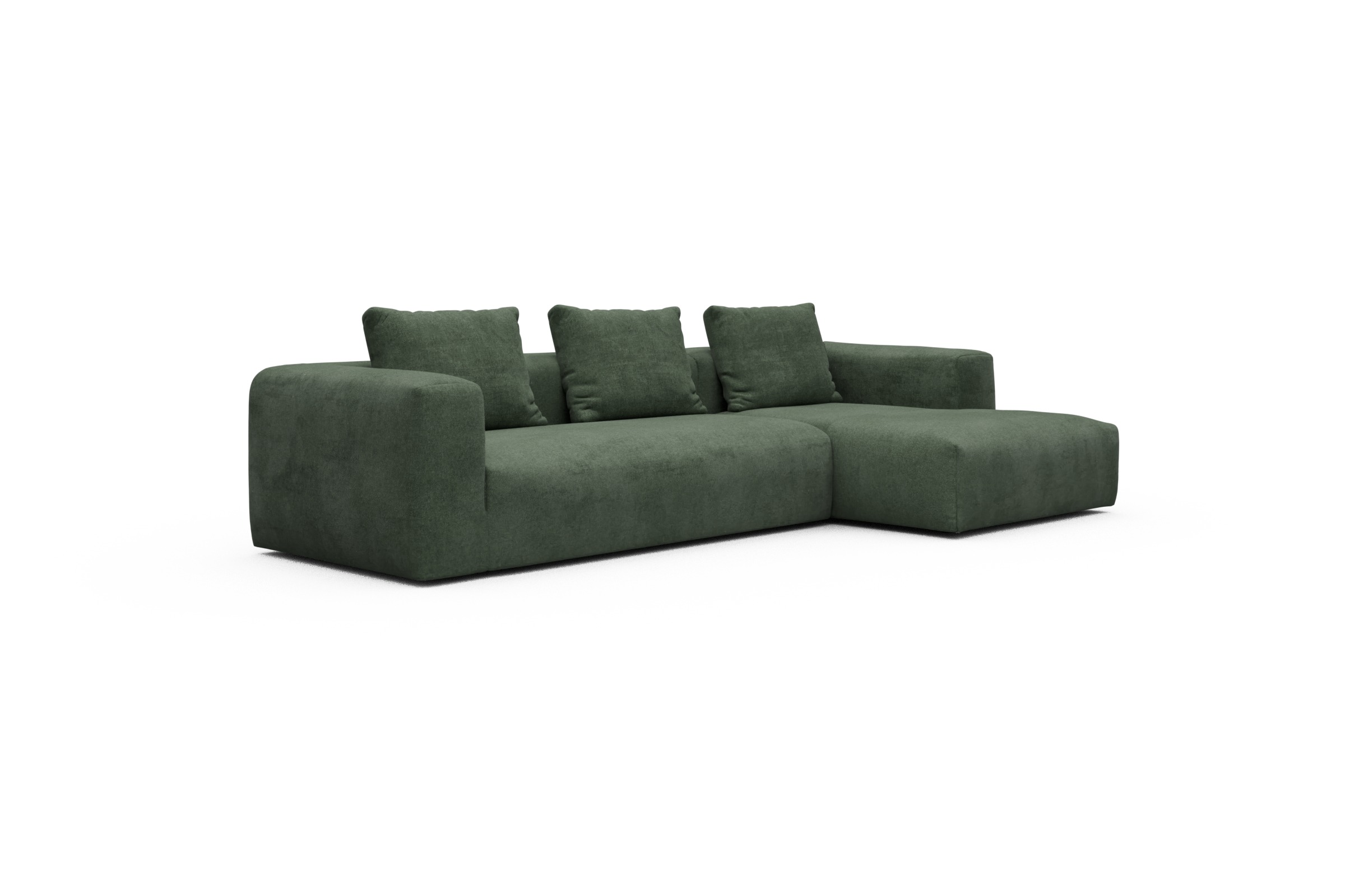 Ecksofa Fred Chaiselongue rechts mit 2,5-Sitzer Casone-Forest-Green