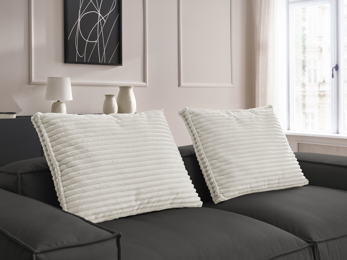 Bobochic Boheme Sofa 3-Sitzer mit Pouf Kunstleder Schwarz