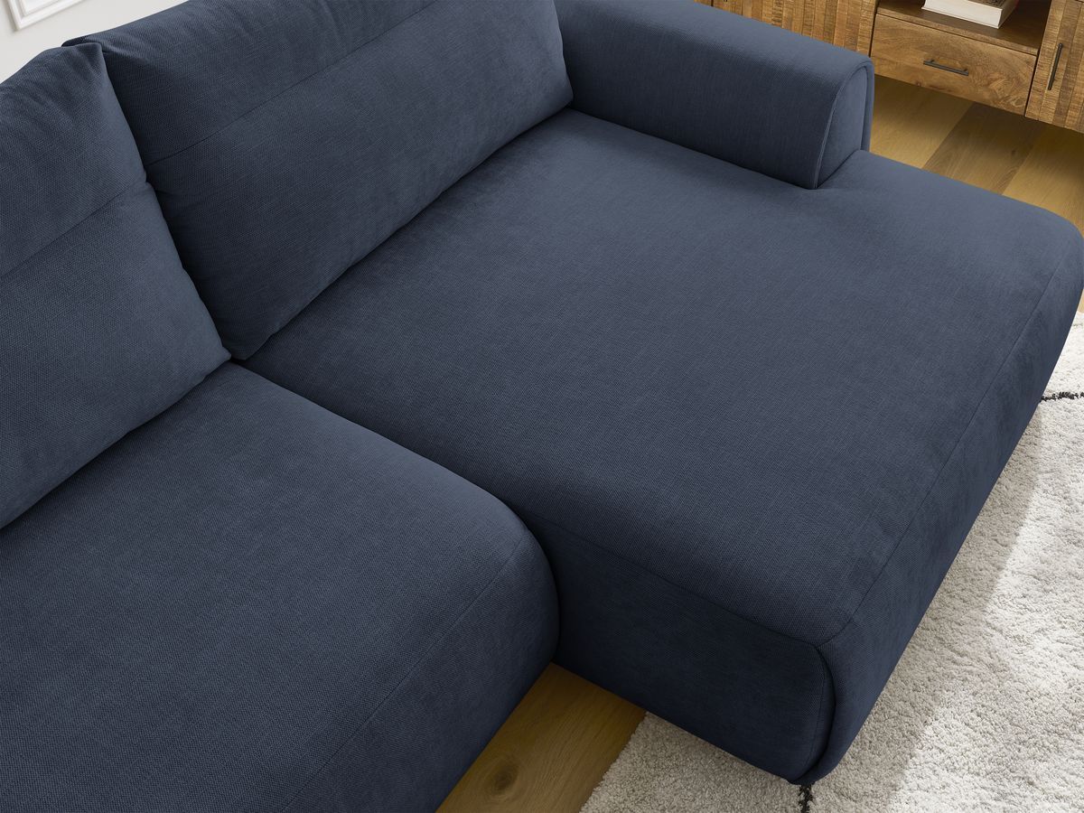 Bobochic Aden Ecksofa 386 × 152 cm Stoff Dunkelblau Ecke rechts