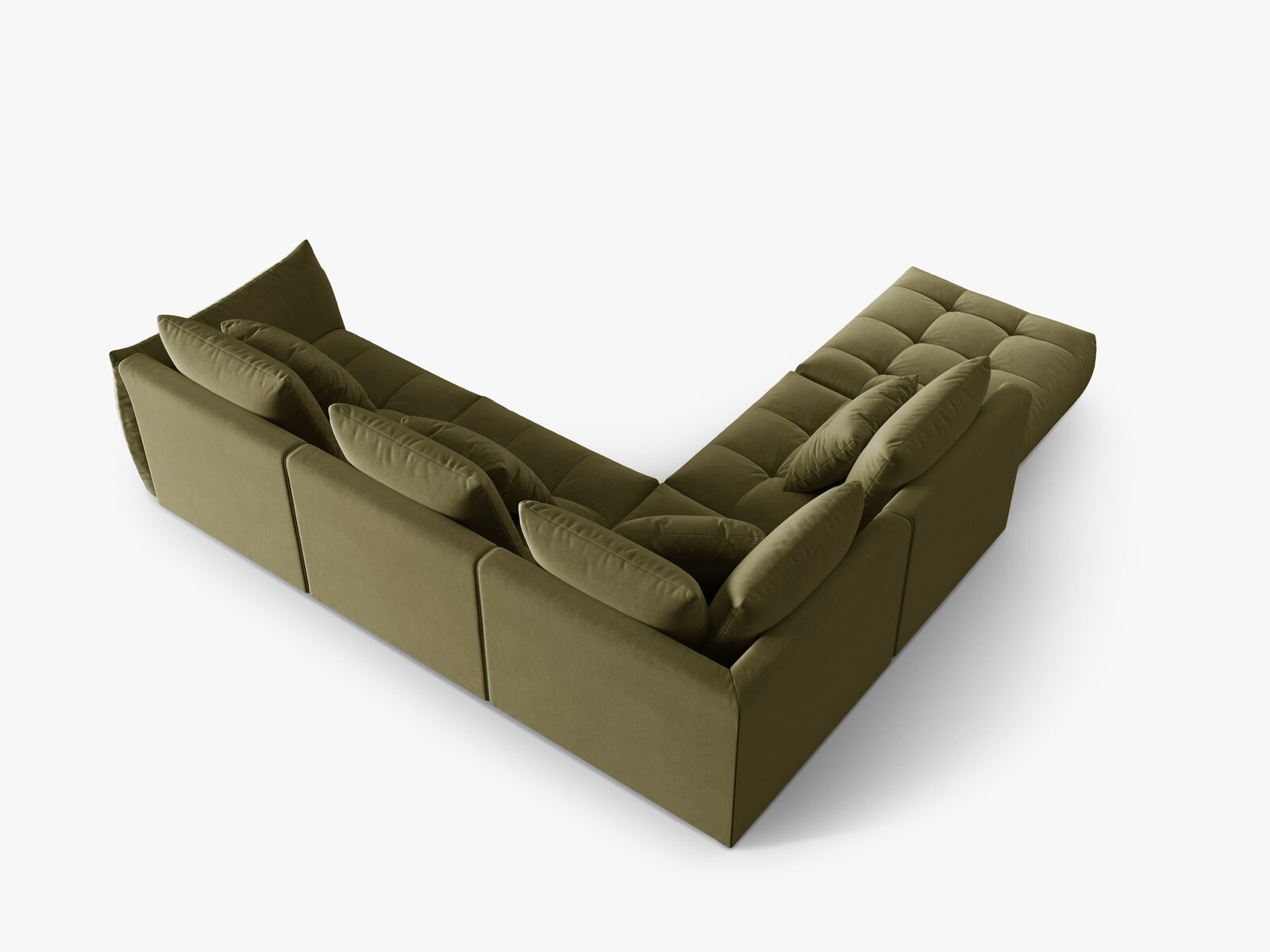 Micadoni Ecksofa Bloom 5-Sitzer Links Samt Hellgrün