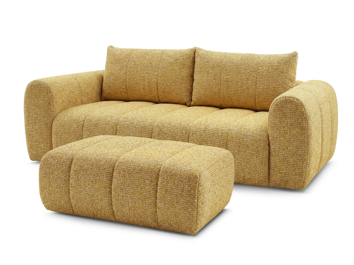 Bobochic Nesty Sofa 3-Sitzer mit Pouf Melange-Stoff Gelb