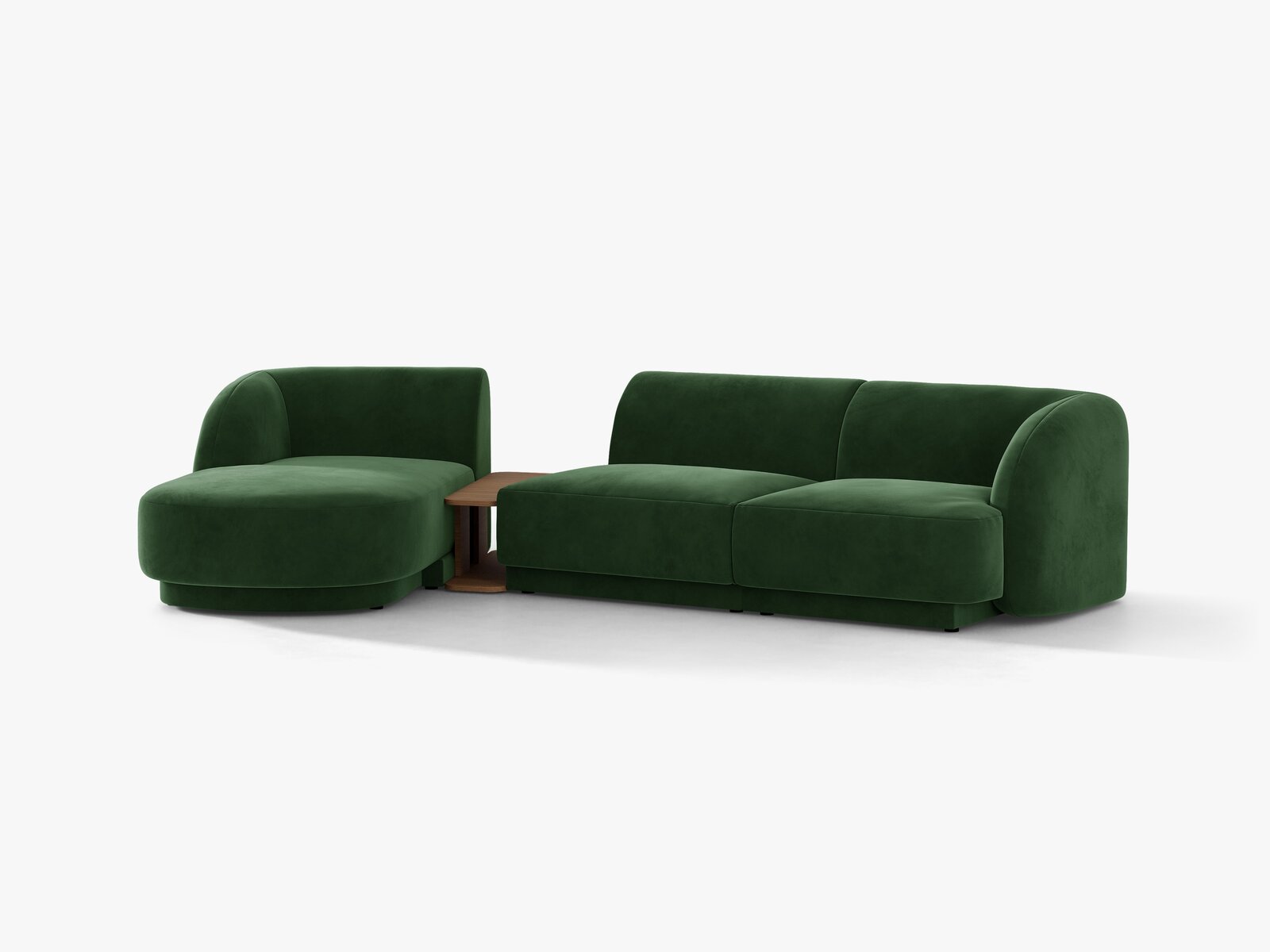 Micadoni Modulares Sofa Miley mit Recamiere 3-Sitzer Links Samt Venus Flaschengrün