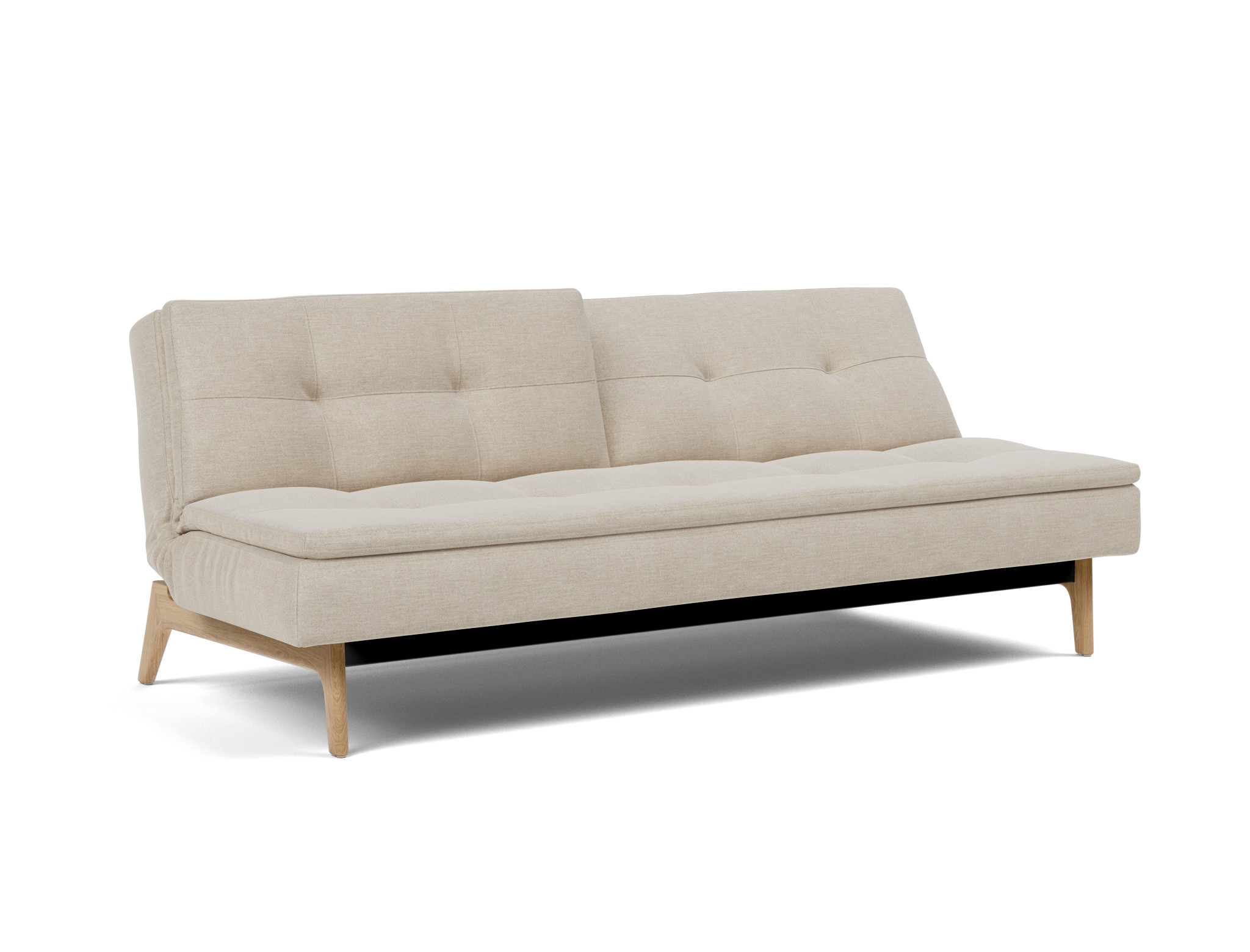 Schlafsofa Dublexo Flachgewebe Phobos 586-Latte Beine Eiche