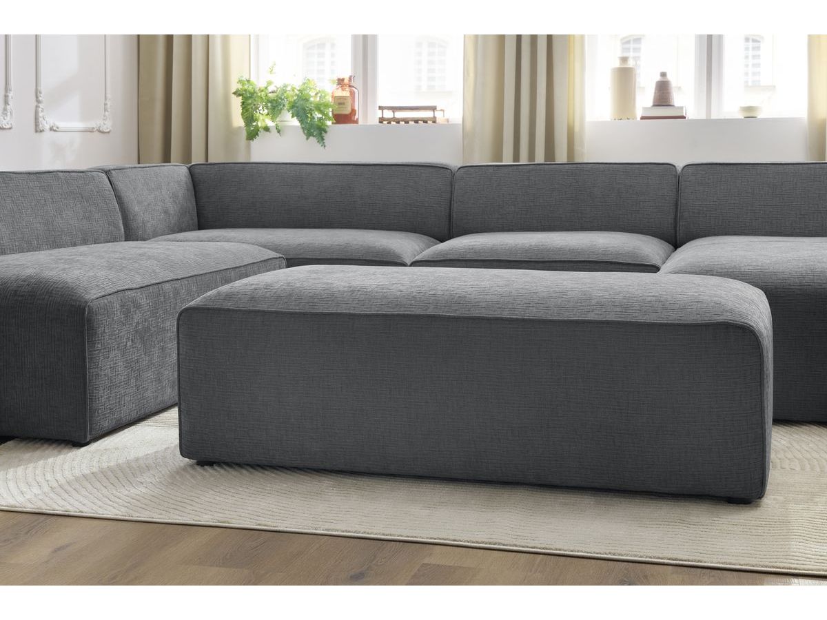 Bobochic Megeve Wohnlandschaft mit Pouf Strukturstoff Dunkelgrau Ecke rechts