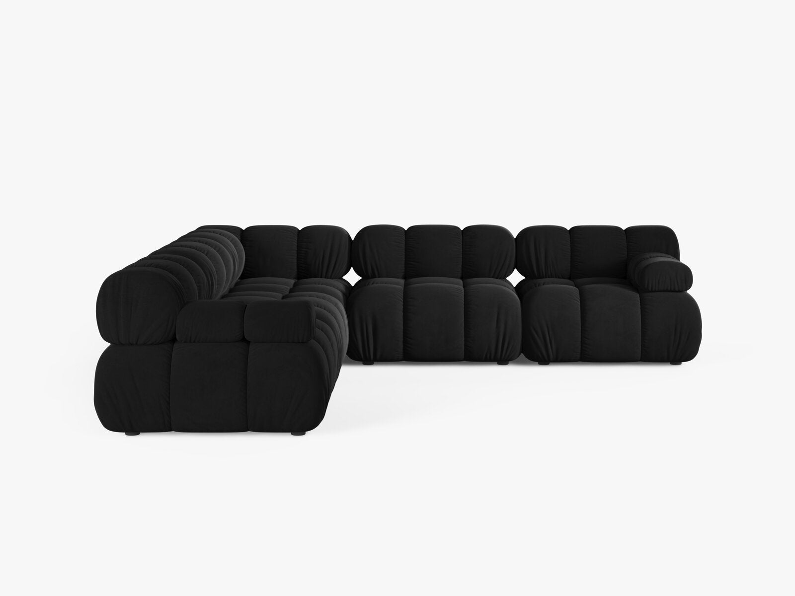 Micadoni Symmetrisches Ecksofa Bellis 5-Sitzer Samt Bluvel Schwarz