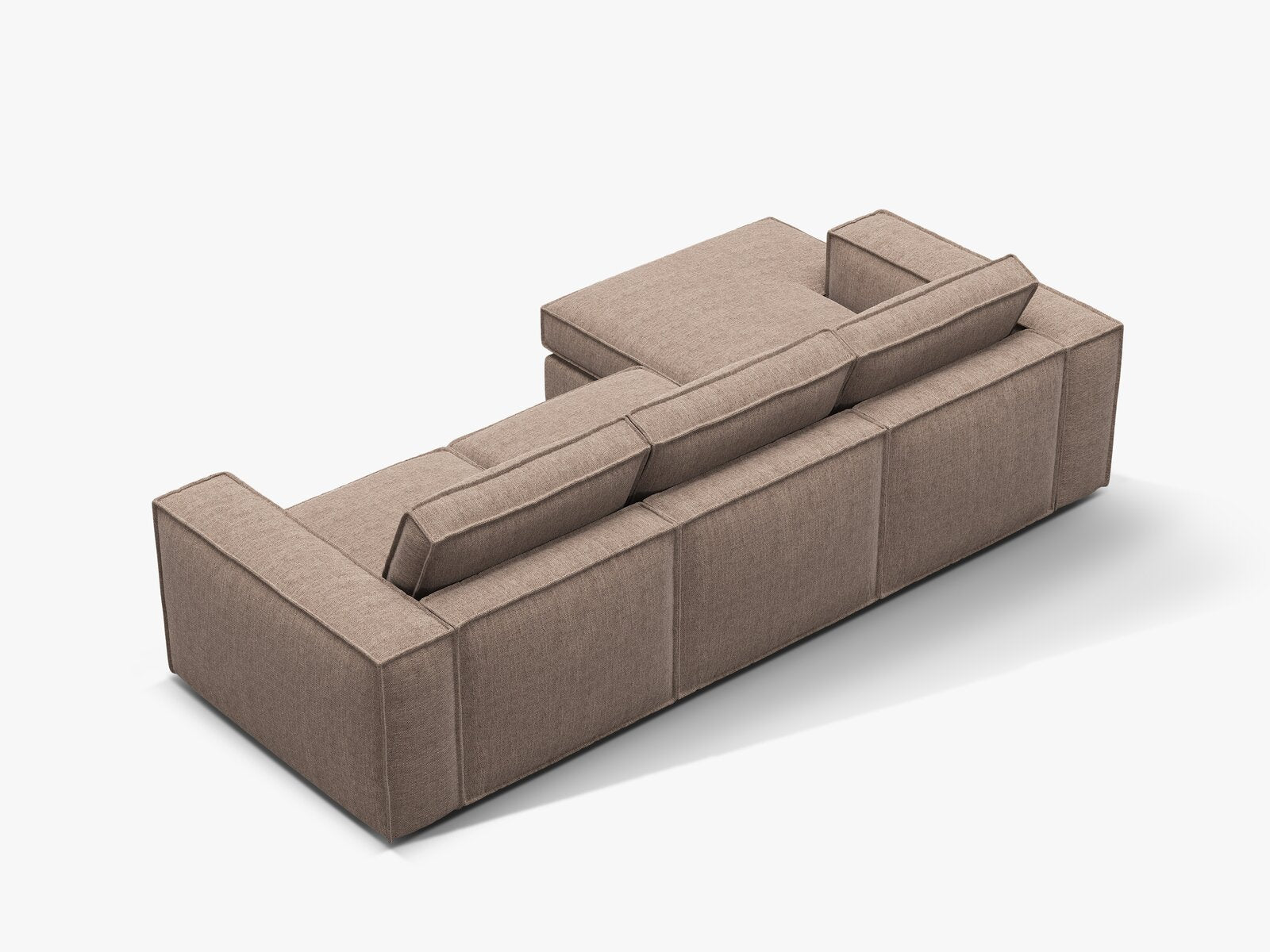 Micadoni modulares Ecksofa Pola 3-Sitzer Links Strukturierter Stoff Babel Hellbraun