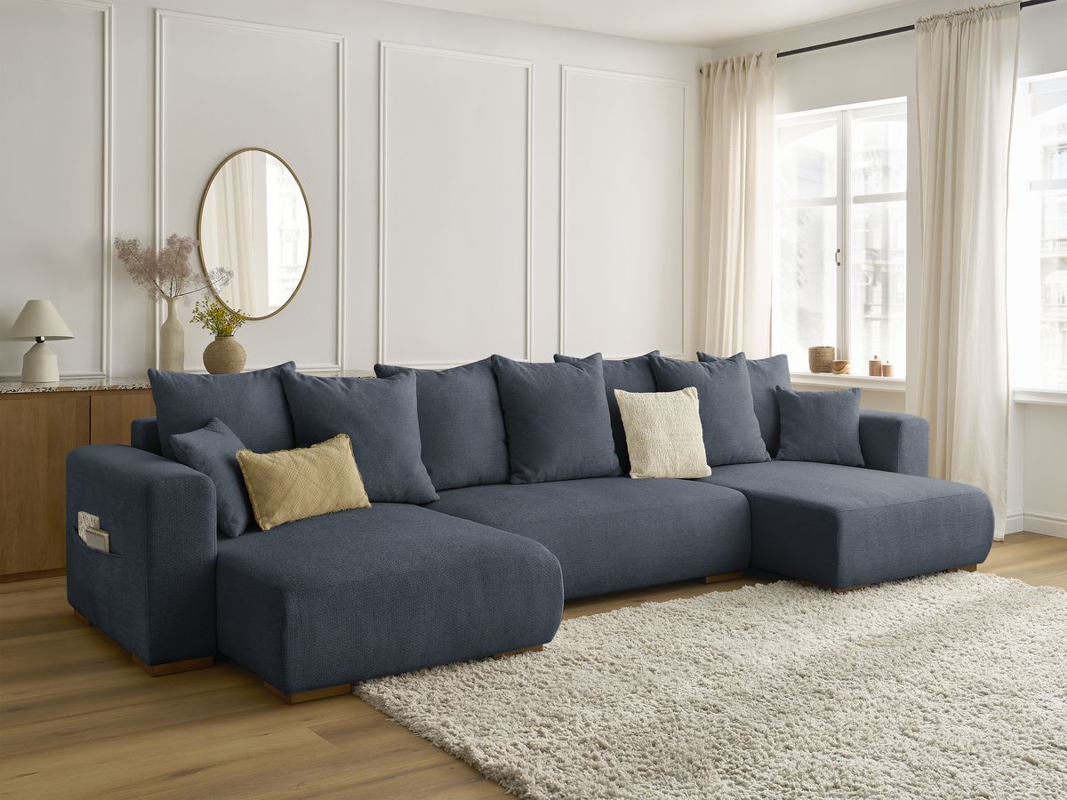 Bobochic Sidonie Wohnlandschaft Melange-Stoff Dunkelblau