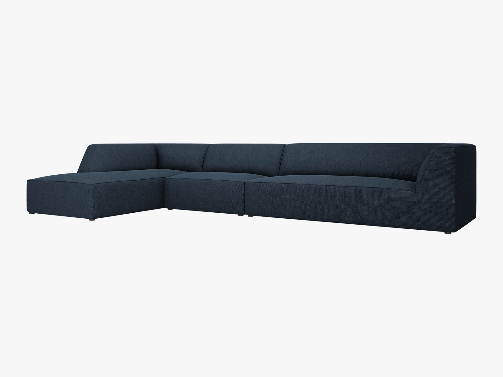 Micadoni Ecksofa Ruby 5-Sitzer Links Strukturierter Stoff Ottawa Marineblau