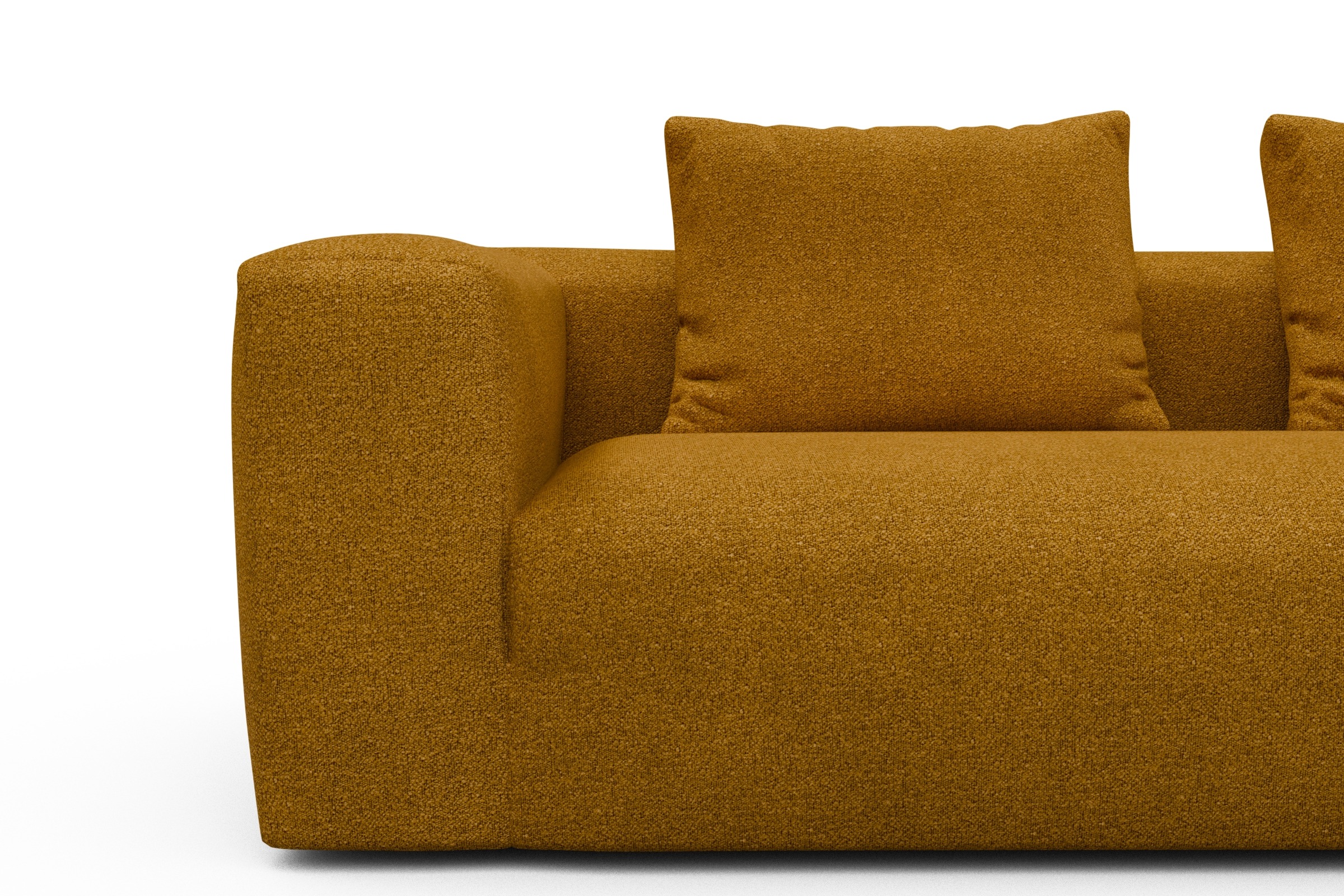 Ecksofa Fred Relax-Ecke rechts mit 2,5-Sitzer Boucle-Ochre