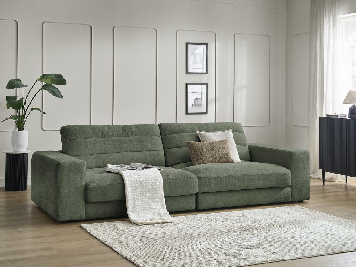 Bobochic Sierra Sofa 3-Sitzer Strukturstoff Dunkelgrün
