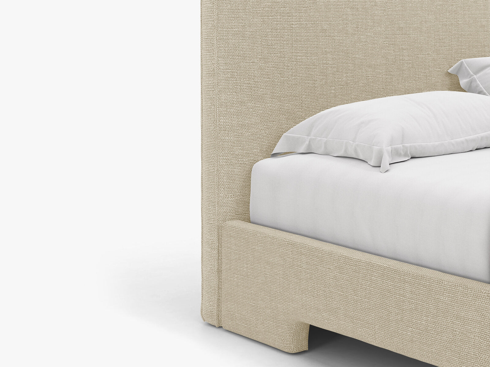 Micadoni Eda Bett mit Kopfteil Strukturierter Stoff Bjorn Beige 180x200