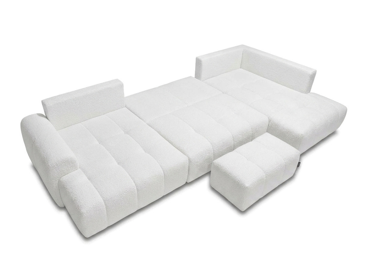 Bobochic Roxelane Wohnlandschaft mit Pouf Bouclé-Stoff Weiß Ecke links