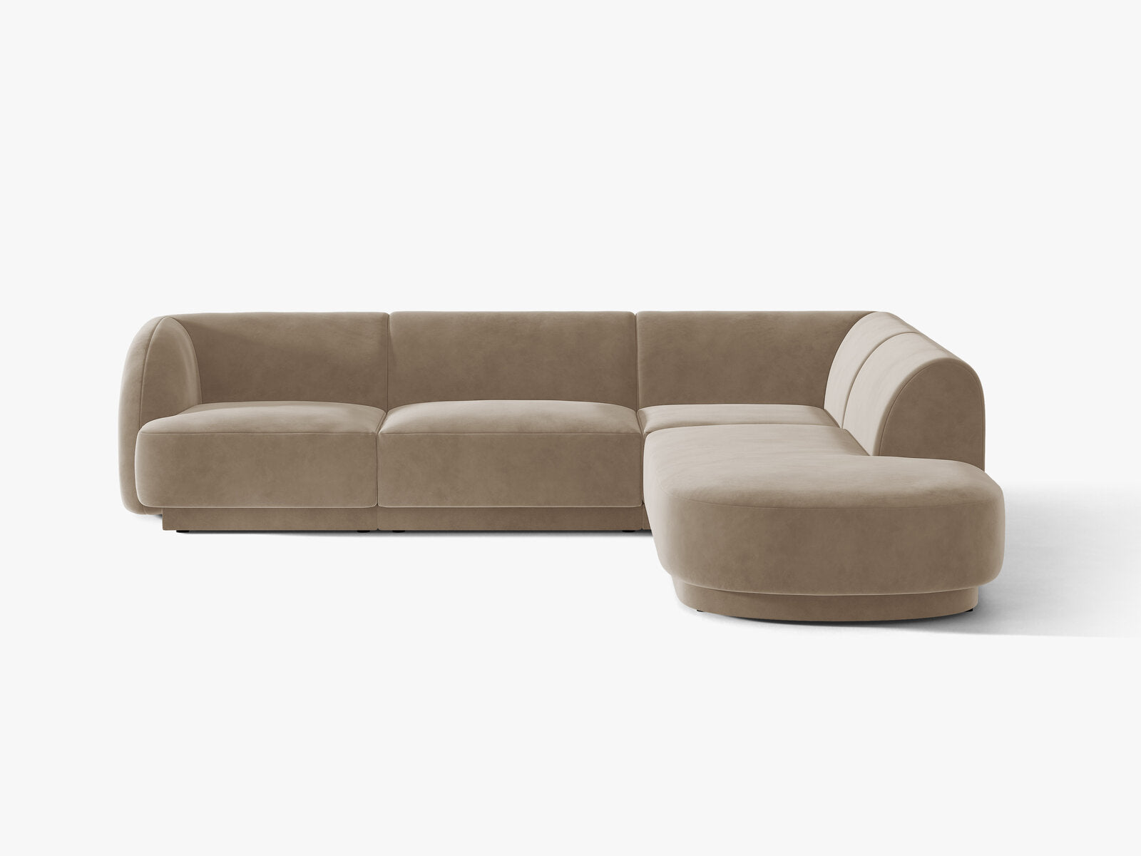 Micadoni Ecksofa Miley 6-Sitzer Rechts Samt Bluvel Cappuccino