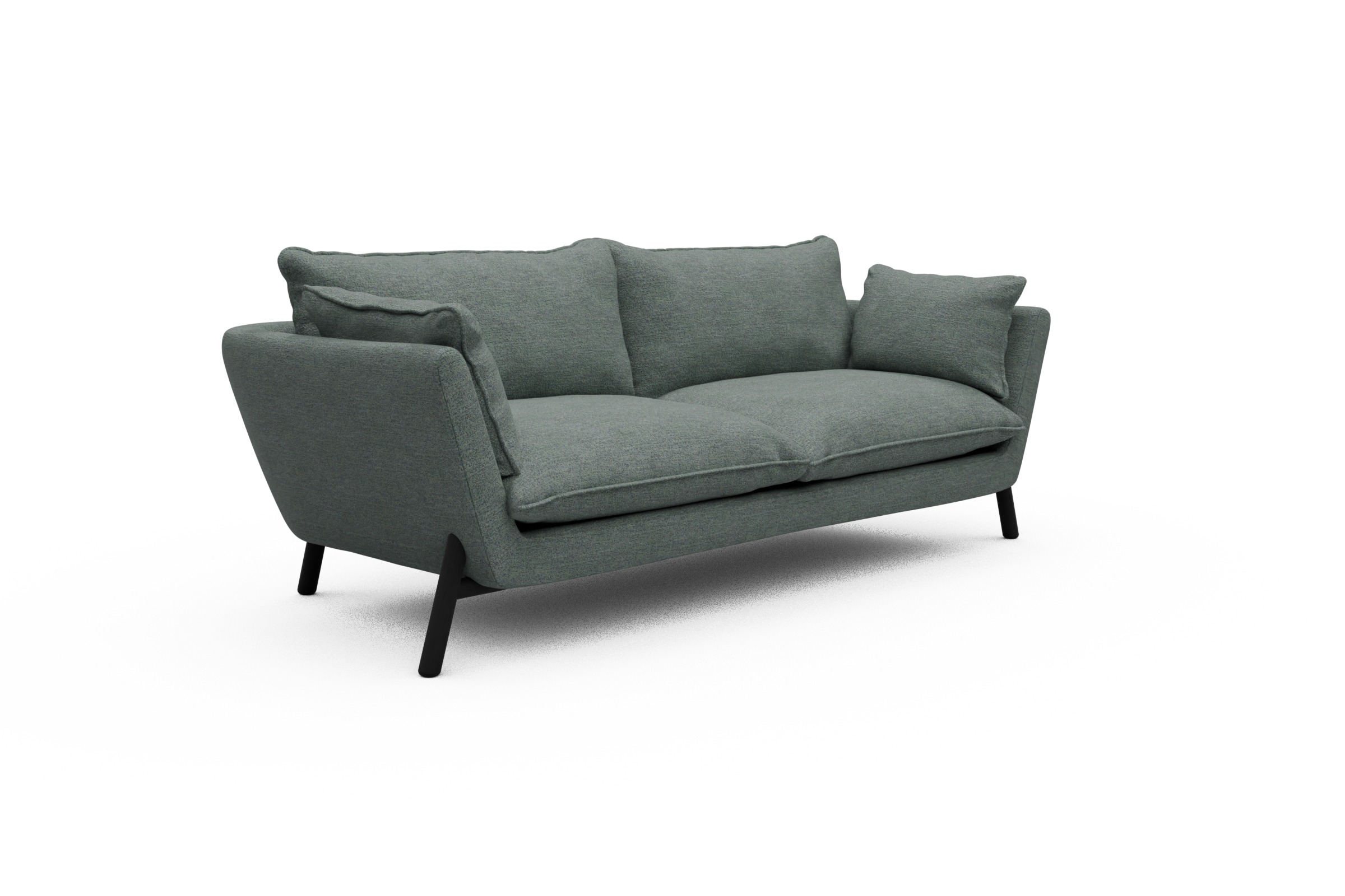 Sofa Emil PREMIUM 3-Sitzer Beinfarbe Eiche Schwarz Carreno-Ice-Blue