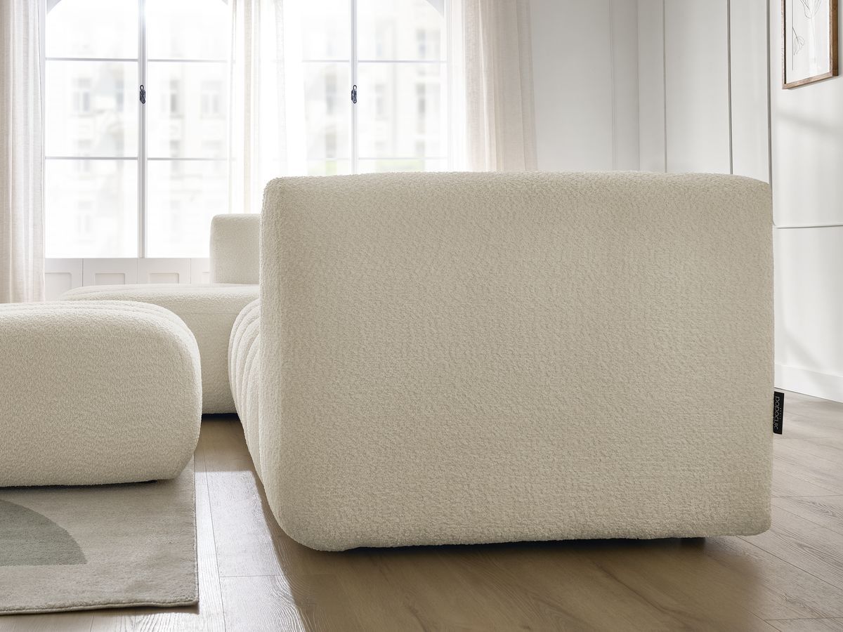 Bobochic Talia Ecksofa mit Pouf Bouclé-Stoff Beige Ecke links