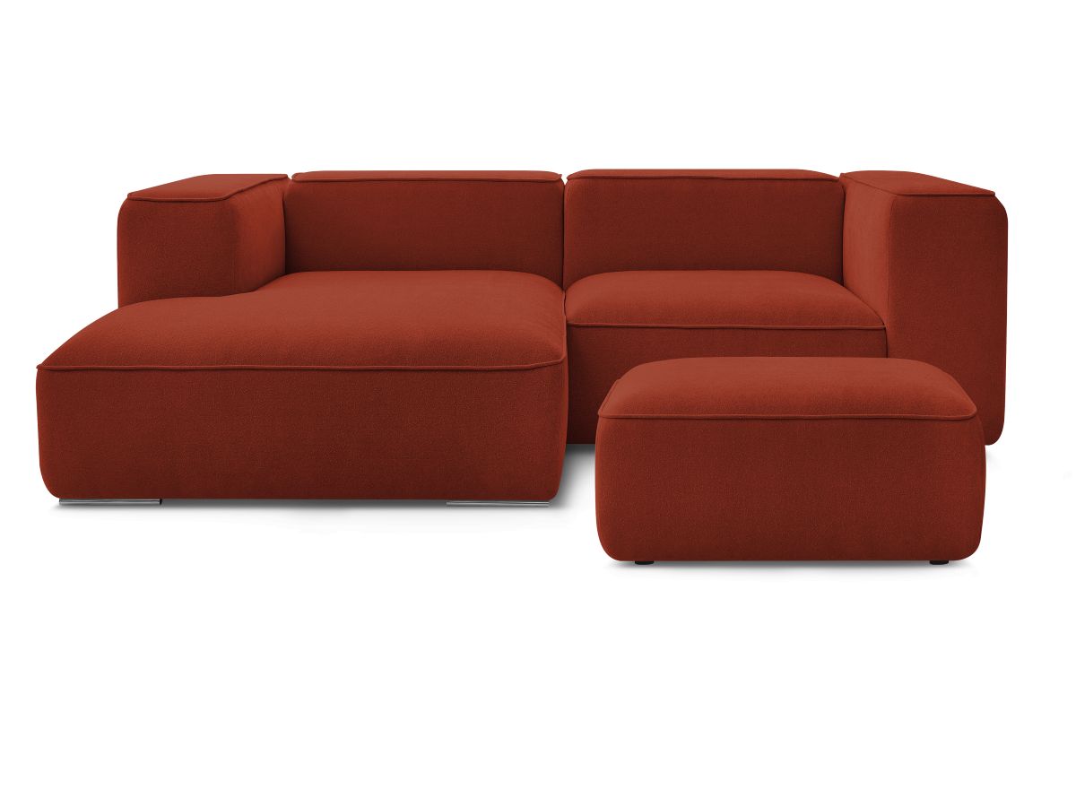 Bobochic Zephyr Ecksofa mit Pouf 260 × 165 cm Strukturstoff Orange Ecke links
