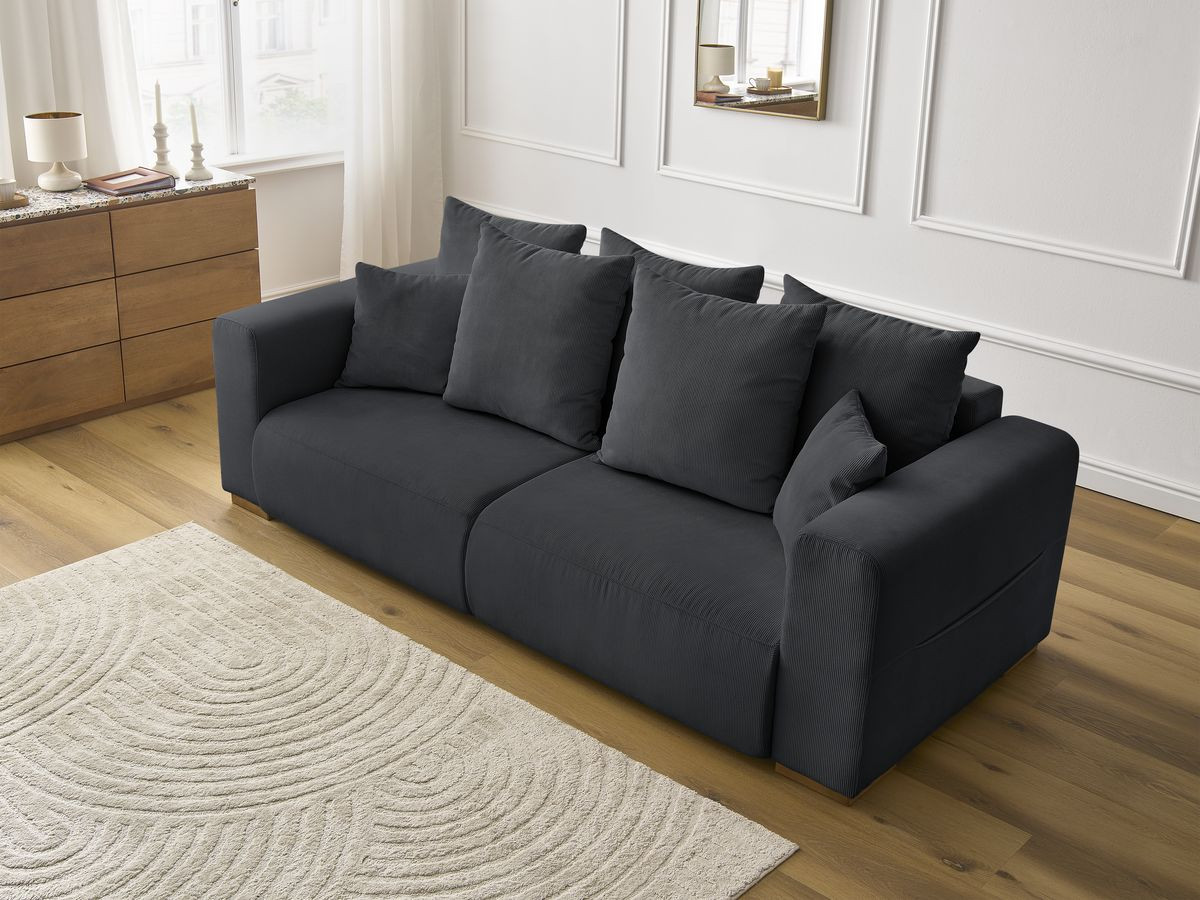 Bobochic Sidonie Sofa 3-Sitzer Cordsamt Schwarz