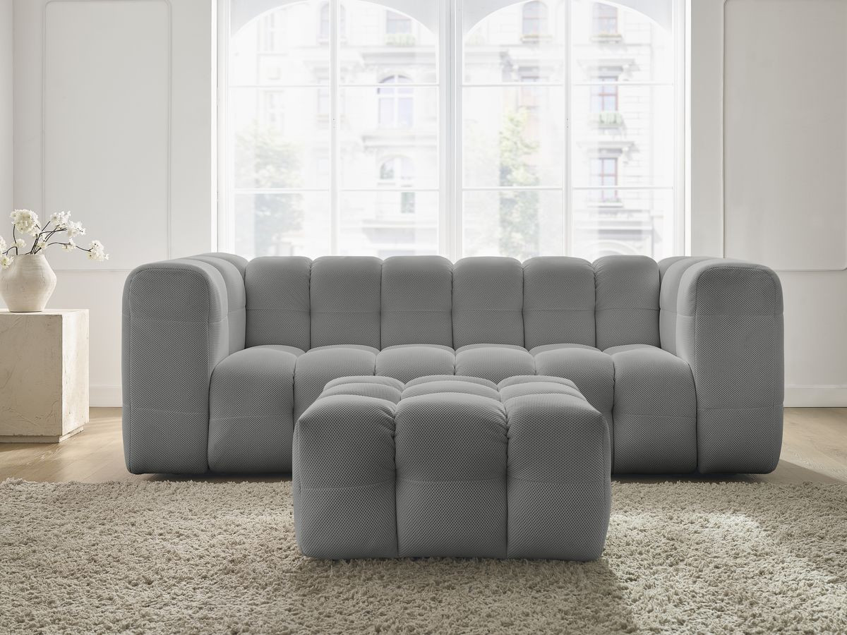 Bobochic Cloud Sofa 4-Sitzer mit Pouf Mesh-Stoff Hellgrau