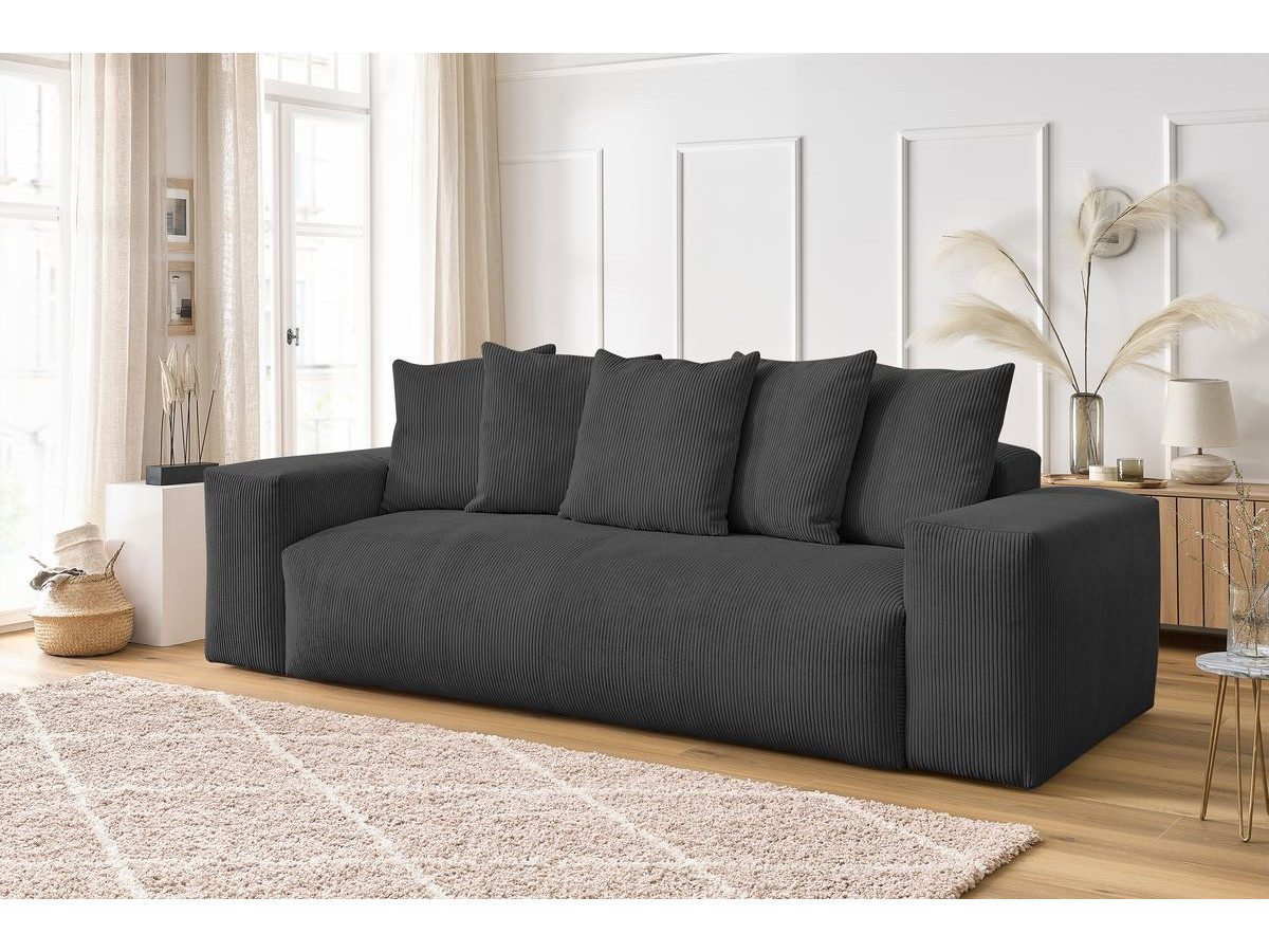 Bobochic Voltaire Sofa 3-Sitzer 280 × 124 cm Cordsamt Dunkelgrau